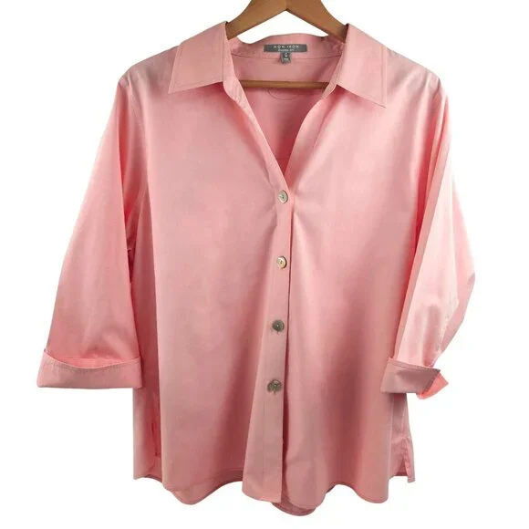 Foxcroft Blouse Womens 20W Pink Button Front 3/4 Sleeve Non Iron Business Casual - Picture 1 of 11
